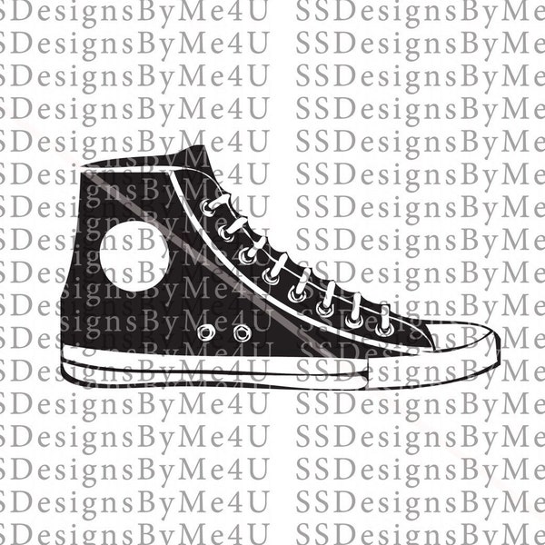 SVG, High Top Shoe, Sneakers, Sneakerhead, pdf, png, jpg, Cricut Silhouette, Digital Download