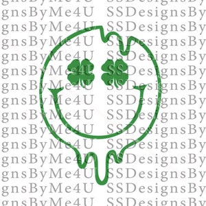 SVG, 4 Leaf Clover Melting Face svg, Green Melting Smiley Face svg, Emoji svg, pdf, png, jpg, Cricut Silhouette, Digital Download