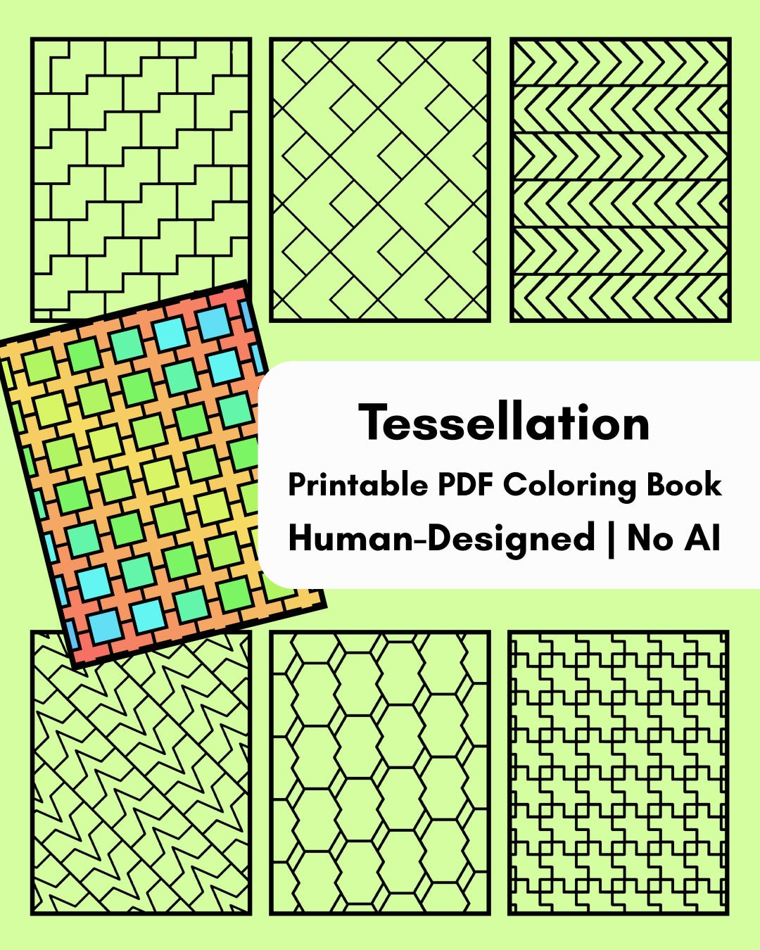 Printable Tessellation Patterns.pdf Tessellation Printable Coloring Book | Geometric Shapes | Creative PDF ...