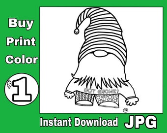 Got Gnome? Coloring Page Printable Instant Download