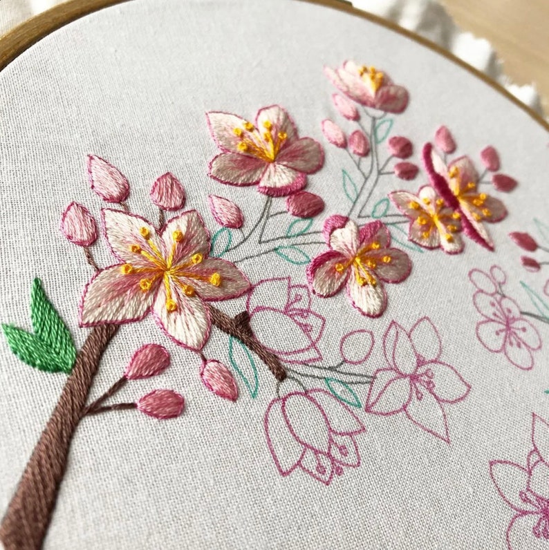 Cherry Blossom Hand Embroidery Pattern | Digital Download PDF ...