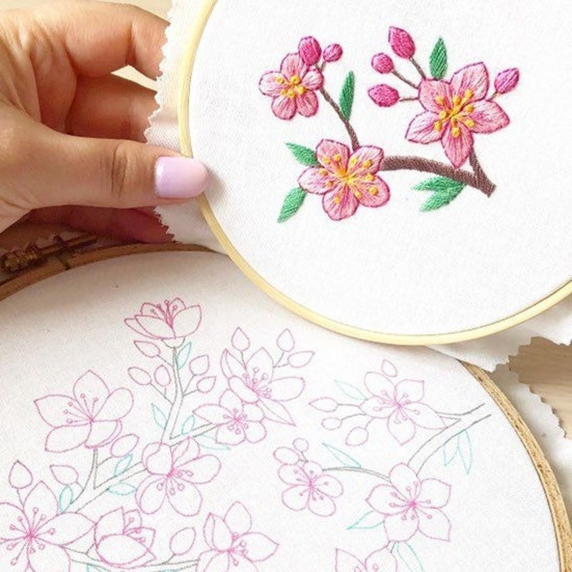 Cherry Blossom Small Version Hand Embroidery Pattern | Digital Download ...