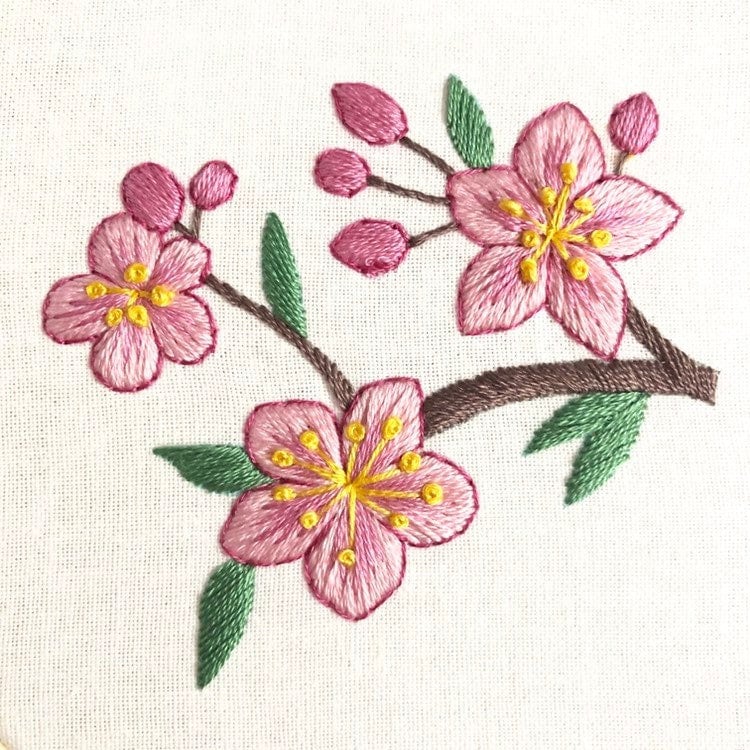 Cherry Blossom Small Version Hand Embroidery Pattern | Digital Download ...