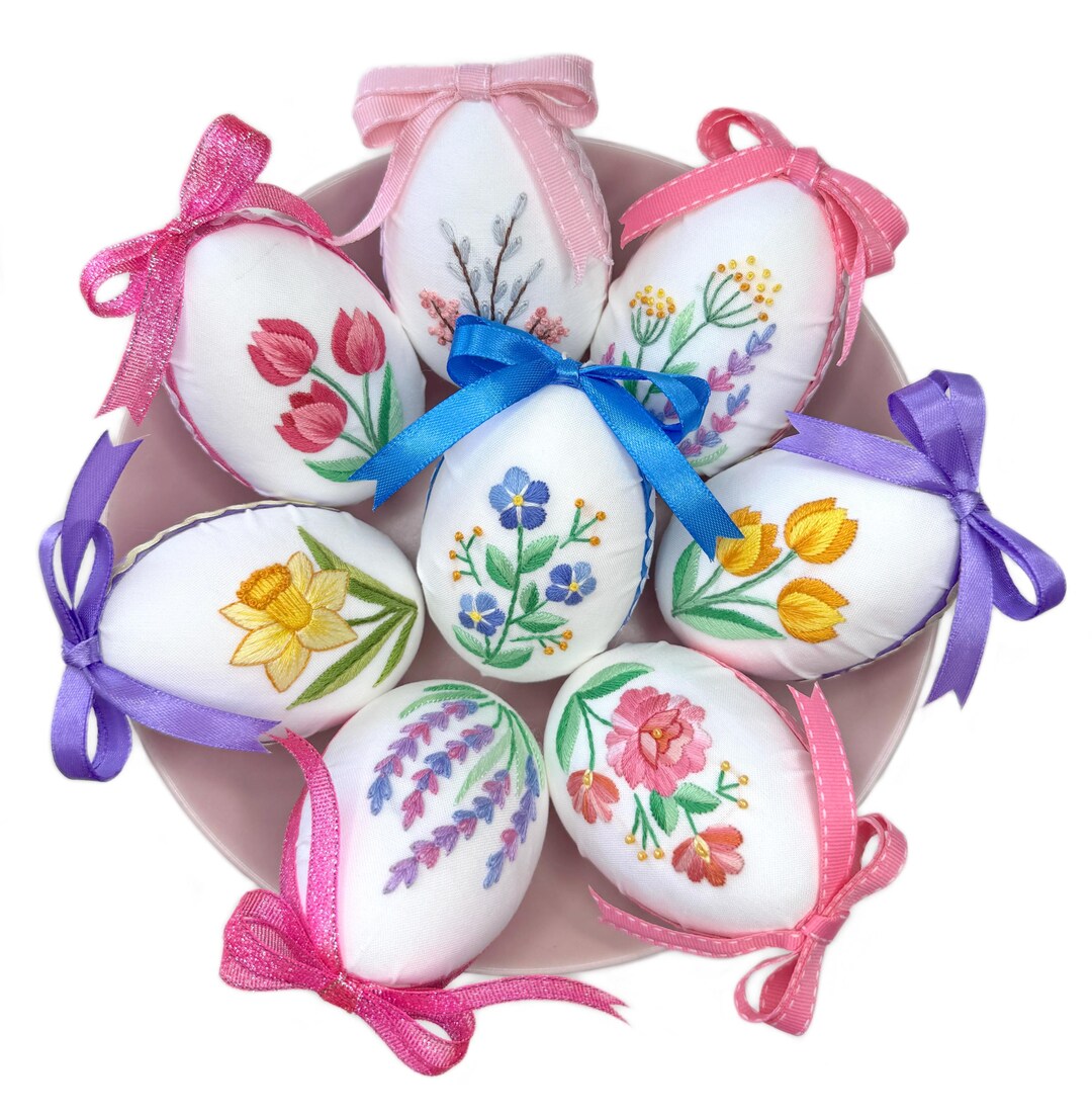 Easter Eggs Embroidery Pattern PDF | 8 Floral Designs + Video Tutorials ...