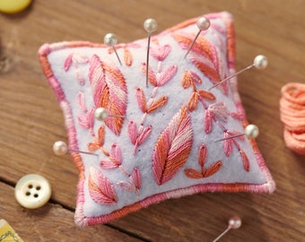 Pincushion Hand Embroidery Pattern | Digital Download PDF + Video Tutorial, includes step-by-step guide with illustrations and instructions