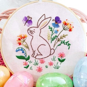Easter Bunny Hand Embroidery Pattern for Beginners | Digital Download ...