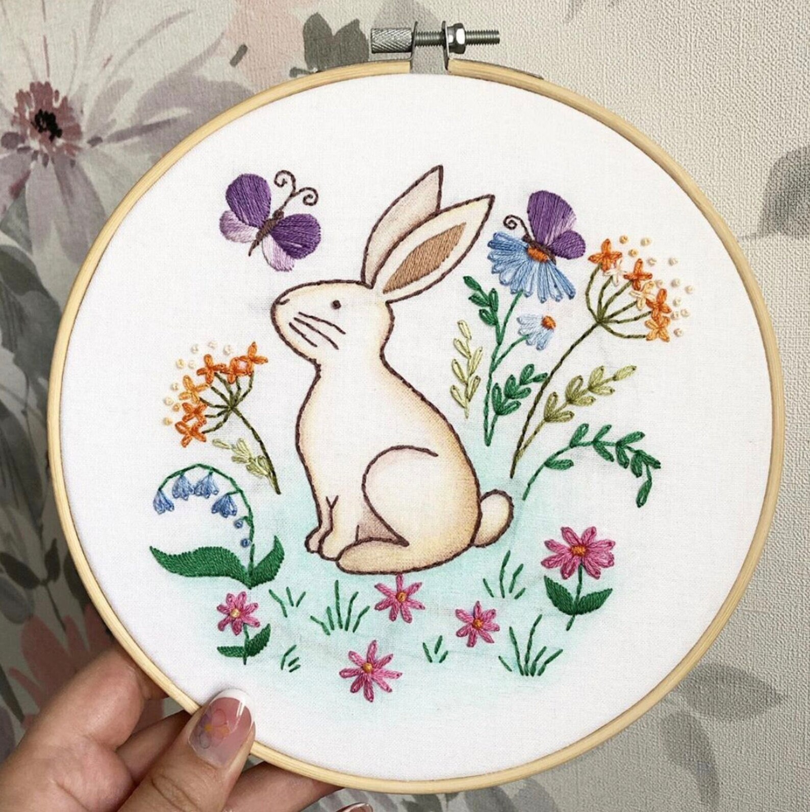 Easter Bunny Hand Embroidery Pattern for Beginners | Digital Download ...