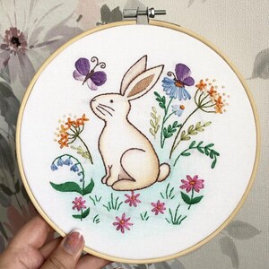 Easter Bunny Hand Embroidery Pattern for Beginners | Digital Download ...