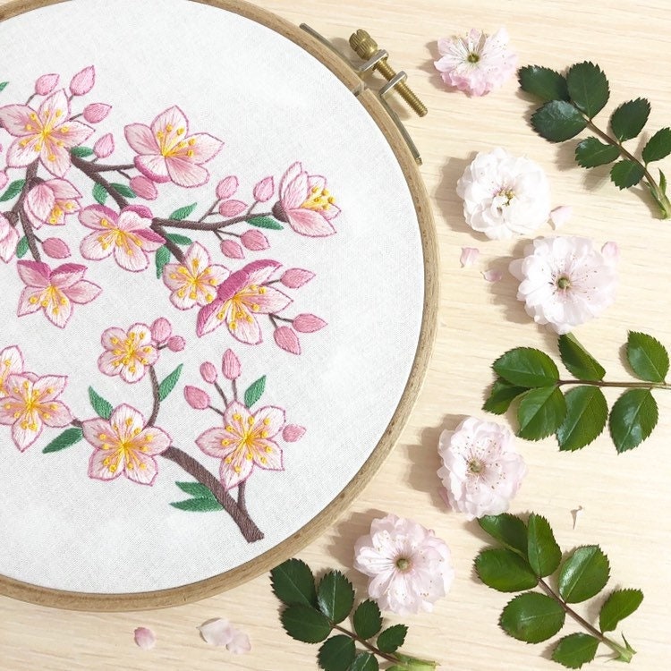 Cherry Blossom Small Version Hand Embroidery Pattern | Digital Download ...