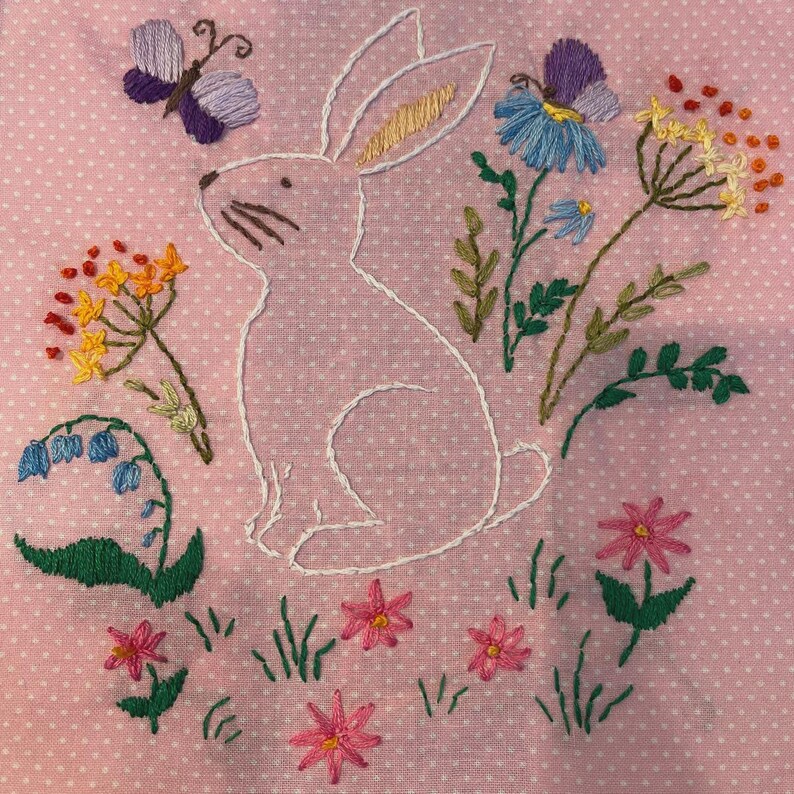 Easter Bunny Hand Embroidery Pattern for Beginners | Digital Download ...
