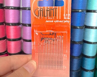高品質の手刺繍針 - 針16本入りパック、サイズ3～9、クルーエル針、スチール針バラエティパック、チェコ共和国製