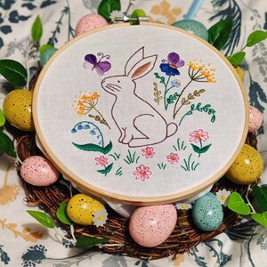 Easter Bunny Hand Embroidery Pattern for Beginners | Digital Download ...