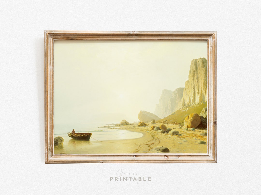 Printable Beach Landscape Painting, Printable Living Room Art Decor ...