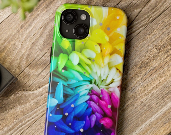 Bright Floral Tough Phone Case: Rainbow Flower Design