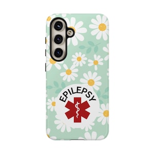 Epilepsy Medical Alert Tough Phone Case |  iPhone 17 16 15 14 13 12 11 Pro Max Plus Mini, Galaxy S25 S24 S23 S22 S21 Pixel 9 8