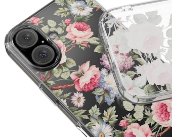 Clear Phone Cases/Pink roses clear phone case/ durable phone cases/iphone 16/iphone 15/iphone 14/Samsung Galaxy S24