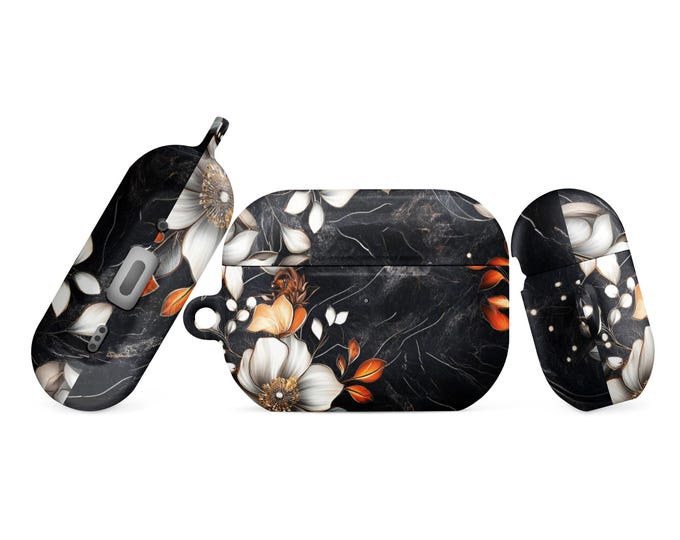 Case for AirPods® black marble floral