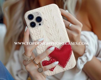 Knitted heart Tough Phone Cases/phone case/iphone 16/Samsung Galaxy S24/Google Pixel 9