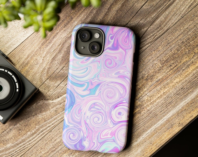 Marble Phone Case: Abstract Swirl Art, Protective Dual Layer