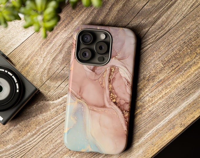 Dual Layer Protective Phone Case: Marble Art Design