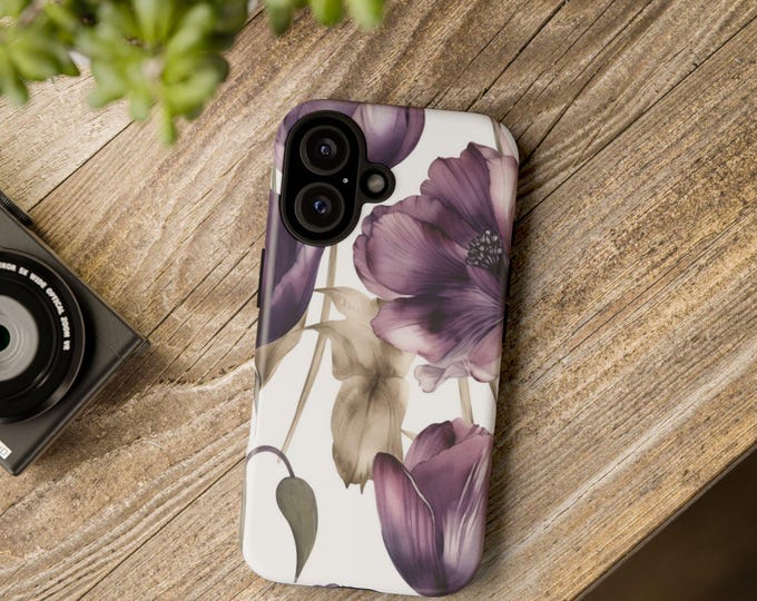 Purple Floral Phone Case | Tough Protective iPhone Samsung Pixel Cover