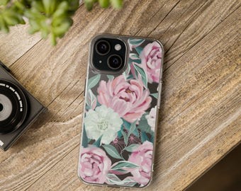 A Clear Cases iphone 16/iphone 15/iphone 14/iphone 13 /floral phone case