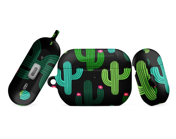 Cactus Print AirPod Case: Impact-Absorbing Polycarbonate