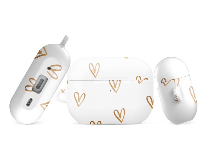 Gold Hearts AirPods Case: Impact-Absorbing Protective Cover