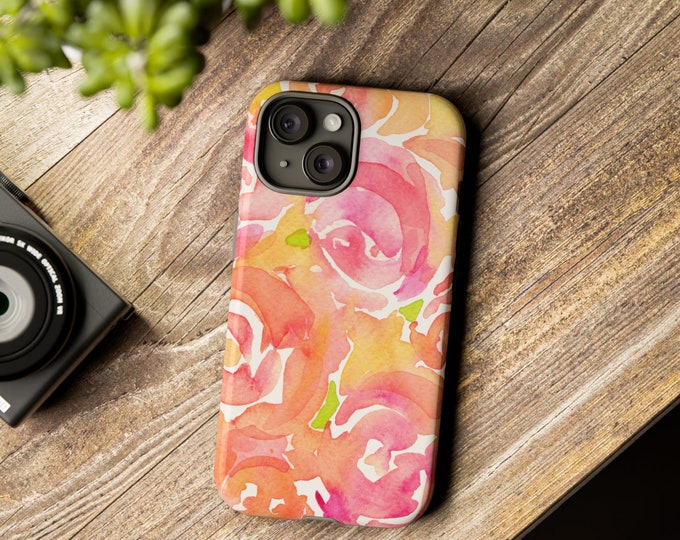 Floral Watercolor Protective Phone Case: Dual Layer Tough Case