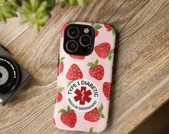 Strawberry Phone Case: Type 1 Diabetic Awareness, Stylish Tech Accessory