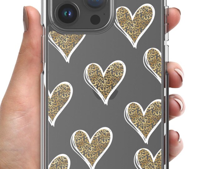 Clear Phone Case for iPhone® Gold hearts