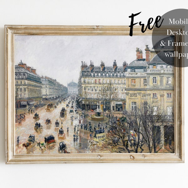 French Oil Painting Printable File | City Theater Downloadable File | SC002