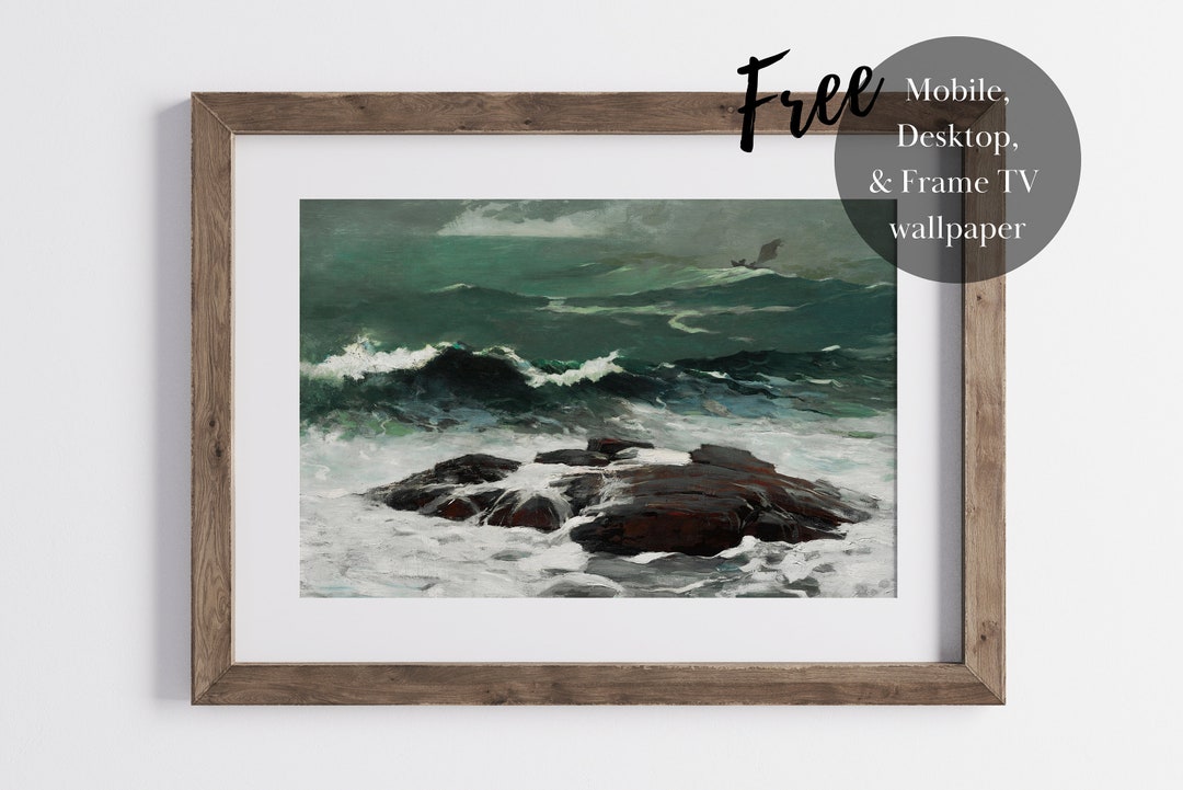 Printable Extra Large Teal Wall Art Turquoise Antique Oil Painting