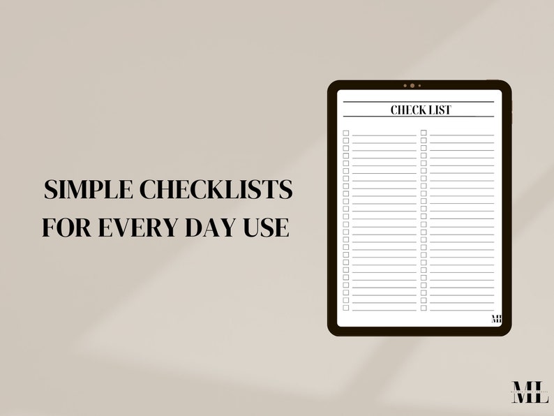 Minimalist Checklist Printable, Categorized Checklists, Digital and ...