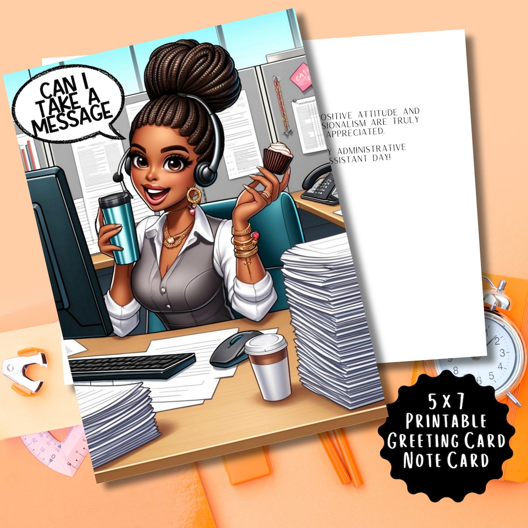 Black Woman Admin Day Card: Printable Greeting (digital Download) - Etsy