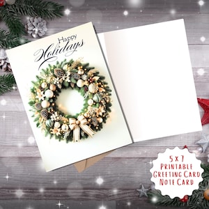 Festive Christmas Door Wreath Card | Digital E-Card | Printable Holiday Card | Share via Text or Email | Print and Cut for Festive Greetings