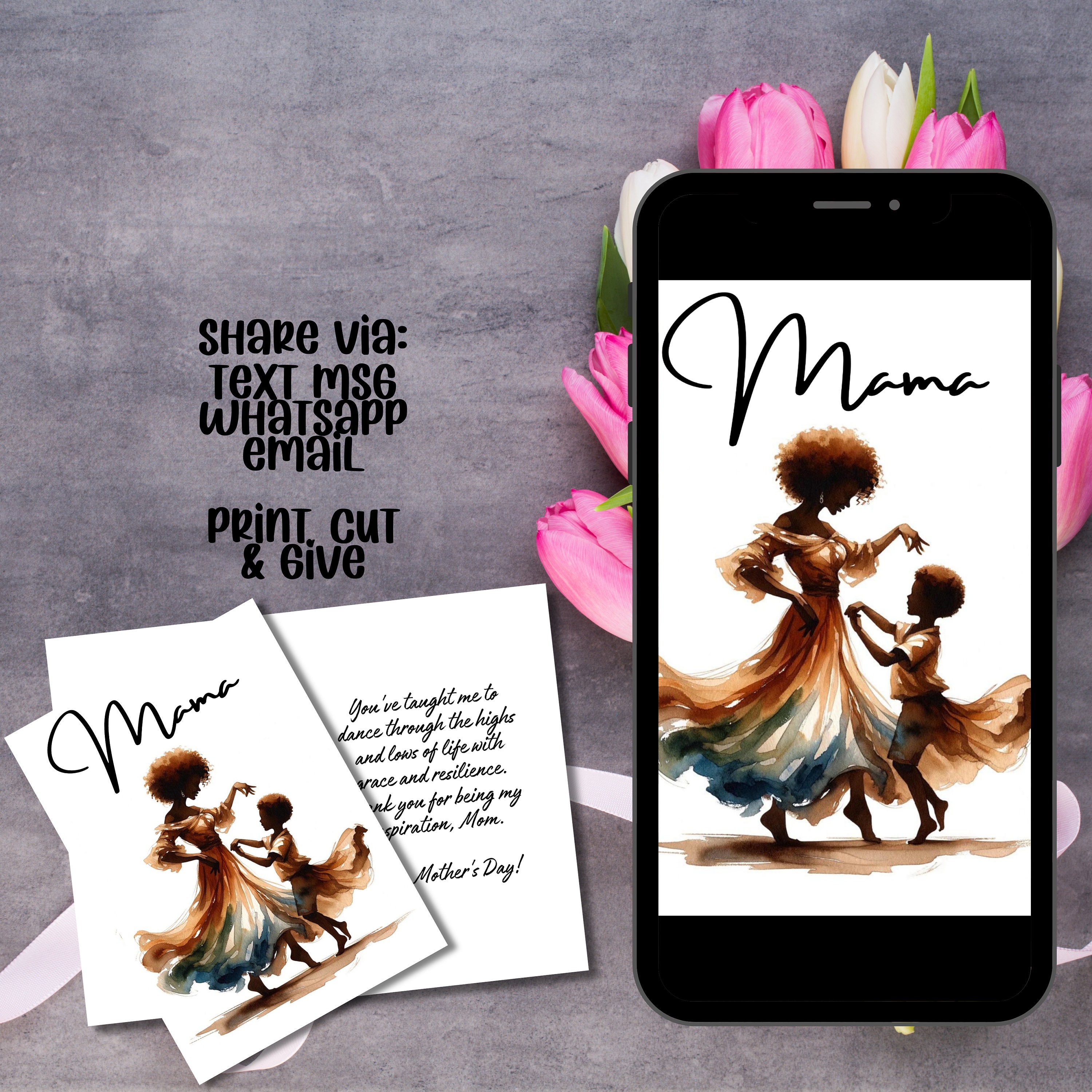 Black Mom Magic Mother's Day Card: African American Art (digital ...