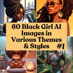 AI Art SUPER Bundle / 60 versatili immagini afroamericane per biglietti di auguri, copertine di libri, adesivi, biglietti di affermazione, arte murale, pubblicità e altro ancora