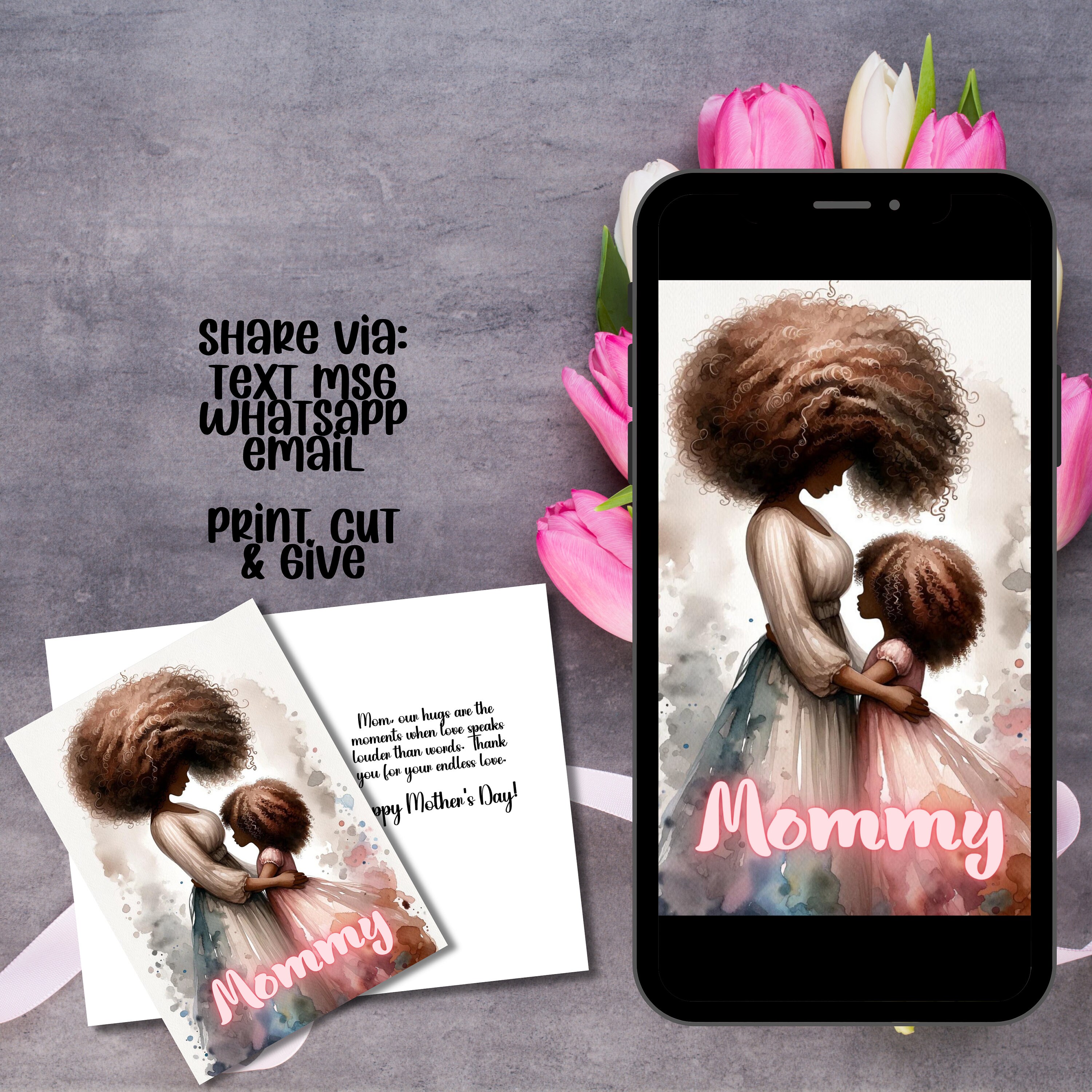 Black Girl Magic Mom & Daughter Mother's Day Card | Printable Card ...