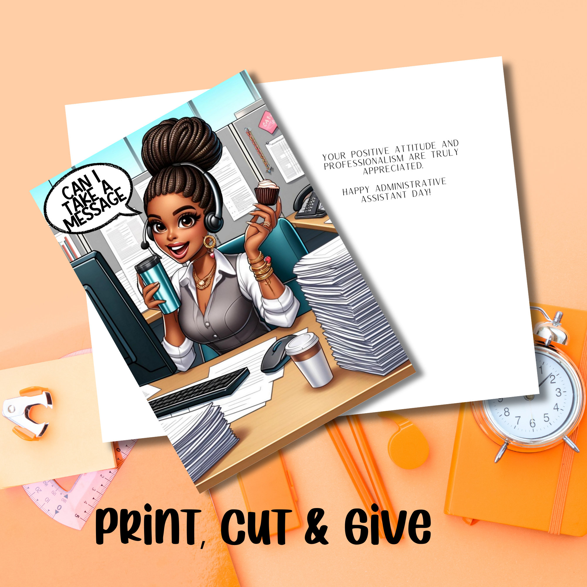 Black Woman Admin Day Card: Printable Greeting (digital Download) - Etsy
