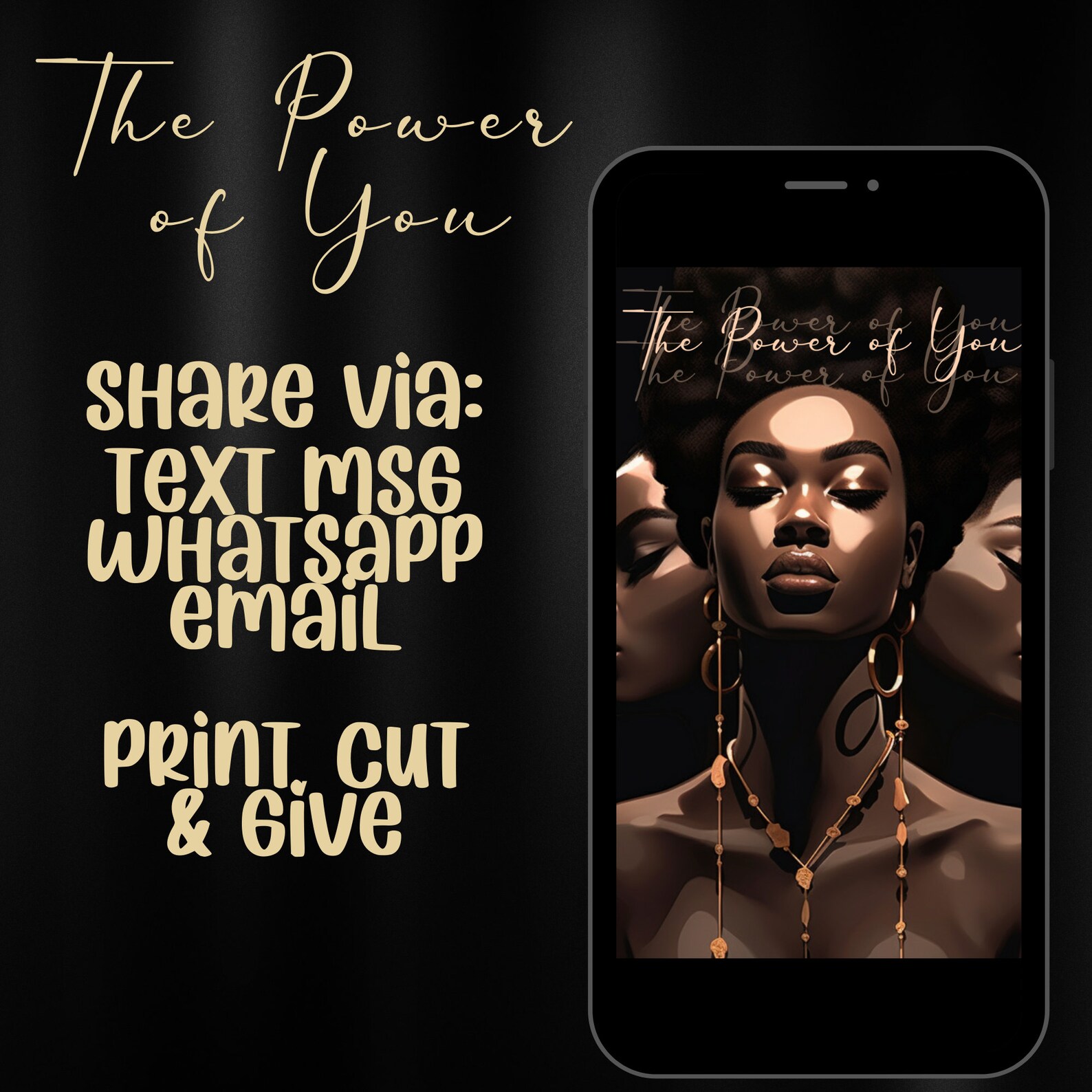 Power of You Affirmation Card Black Girl Printable Card Interior Msg