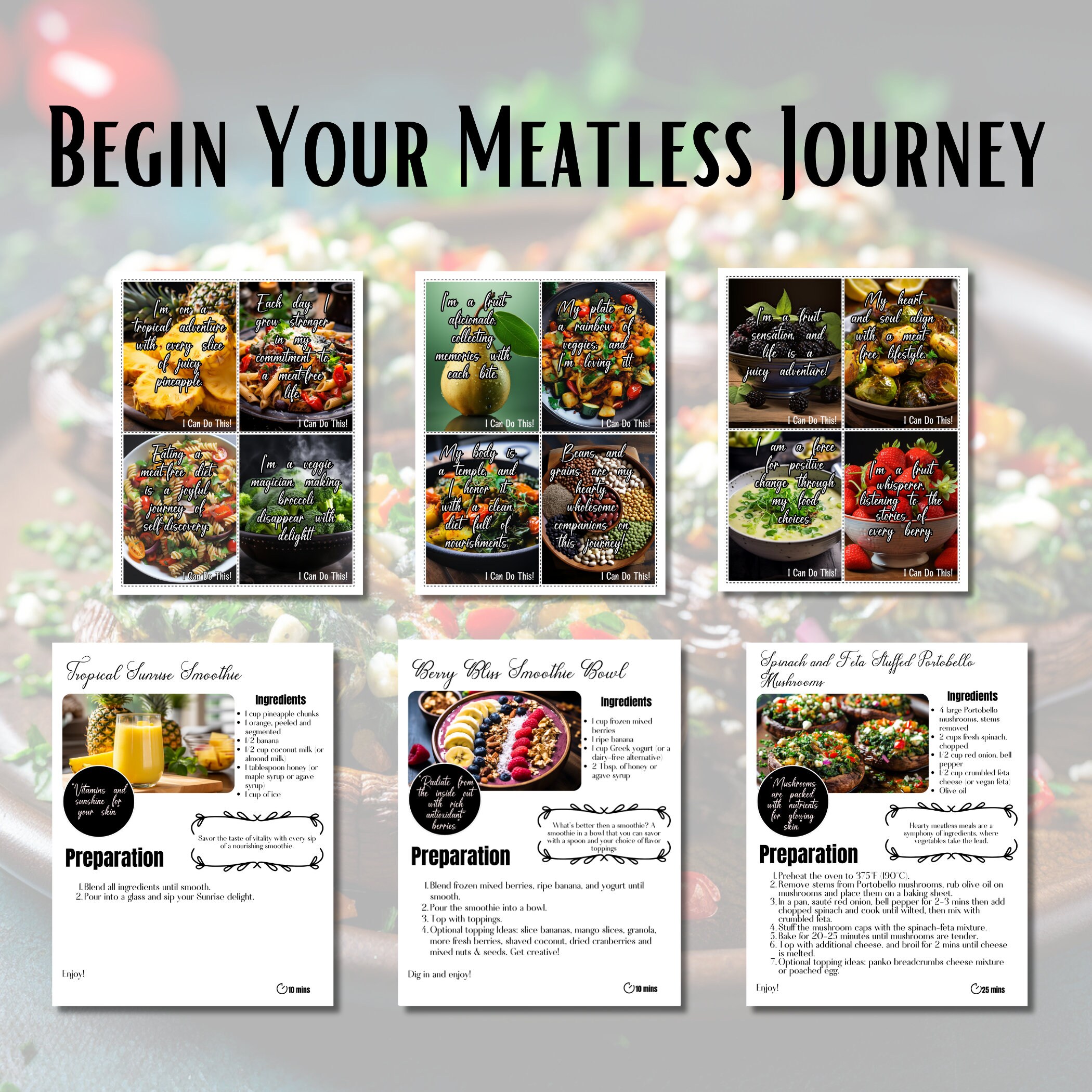 Meatless Journey Affirmation Cards: Vibrant Encouragement (PDF