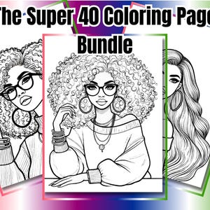 40 Page Black Women Afro / Natural Hair Coloring Book Bundle | Printable Coloring Sheets | Adult Printable | Create KDP Coloring Book