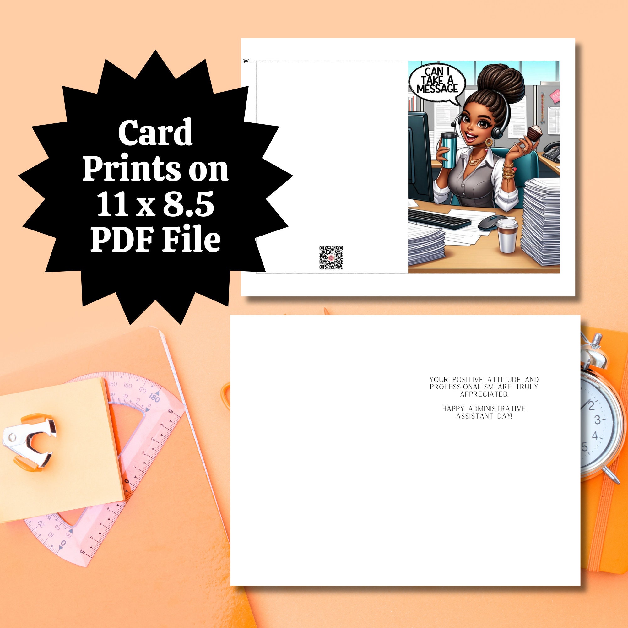 Black Woman Admin Day Card: Printable Greeting (digital Download) - Etsy
