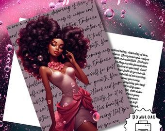 Pinky Girl Affirmation Greeting Card | Black Girl | Printable Card | Interior Msg | Digital Greeting Card | Self-Print / Text / Email Share