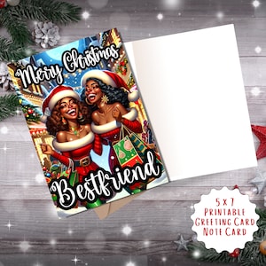 Merry Christmas Bestfriend | Printable Christmas Greeting Card | Print and Cut or Share Digital E-card via Text, Email Share