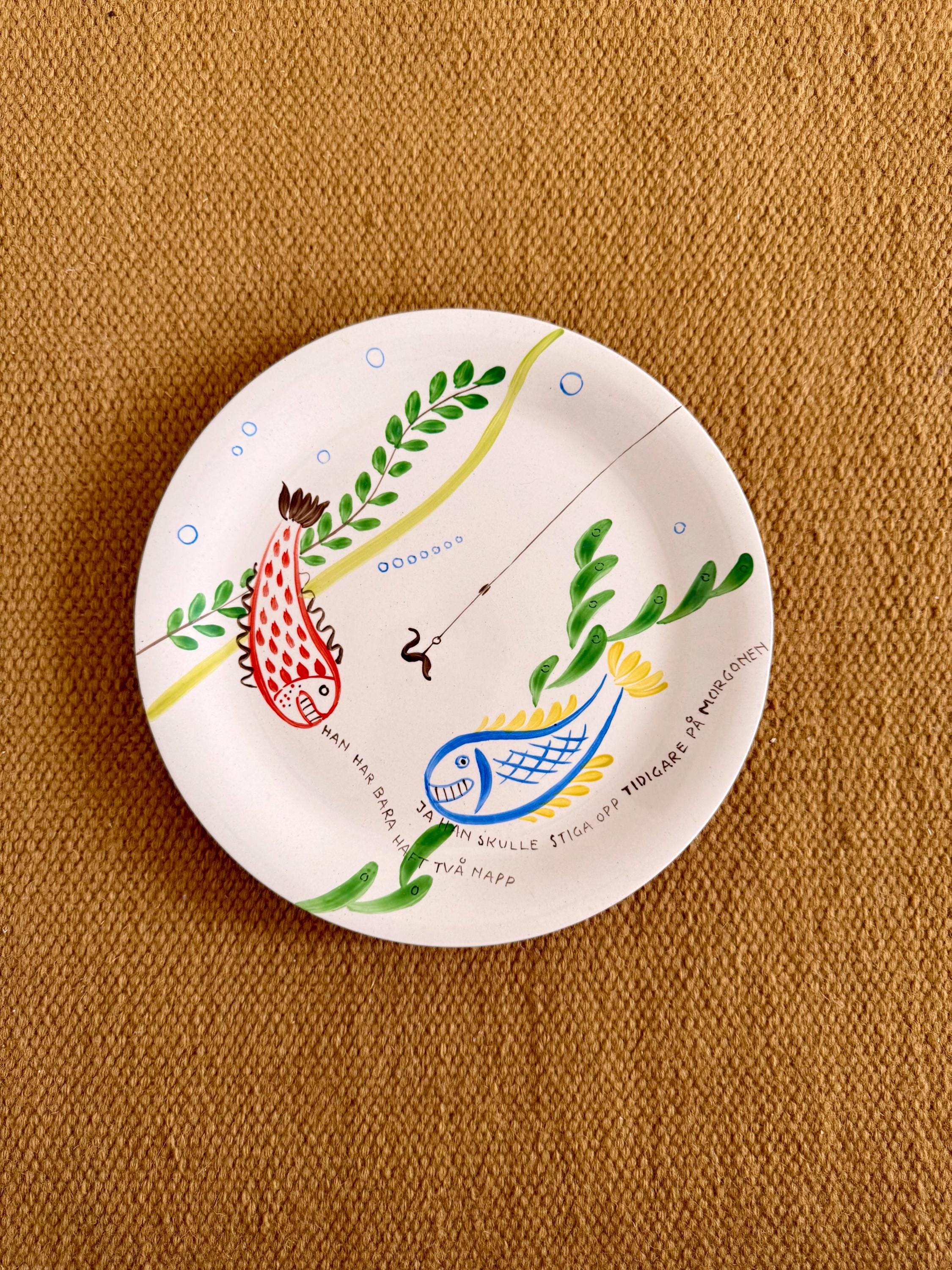 食器 Gustavsberg Fish plate  all color Rare 1950's Gustavsberg Swedish Hand Painted Fish Plate X