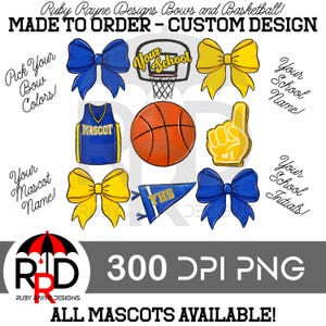 Noeuds personnalisés et conception de grille de basket-ball réalisée sur commande PNG pour sublimation et impressions DTF, 300 dpi, mascotte personnalisée, coquette noeuds, couleur personnalisée