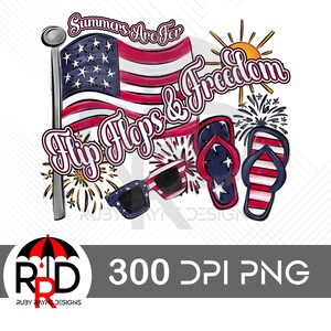 Chinelos americanos de 4 de julho e verão da liberdade PNG para sublimação e impressões DTF, 300 dpi, estrelinhas, EUA, 2025, fogos de artifício, óculos de sol