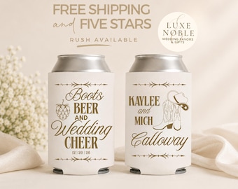 Western Wedding Can Cooler | Cowboy Boot Wedding Favor | Personalized Wedding Can Cooler | Rustic Wedding Favor | Country Wedding